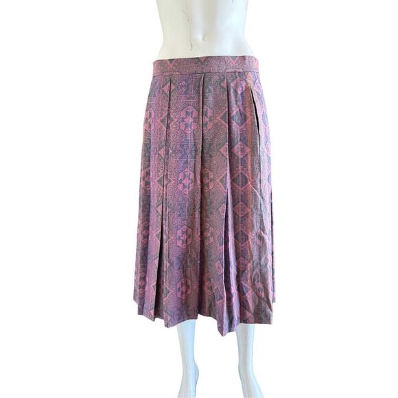 Geiger Austria skirt 42 M Actez pink boho midi European wool tribal high waisted - Picture 1 of 6